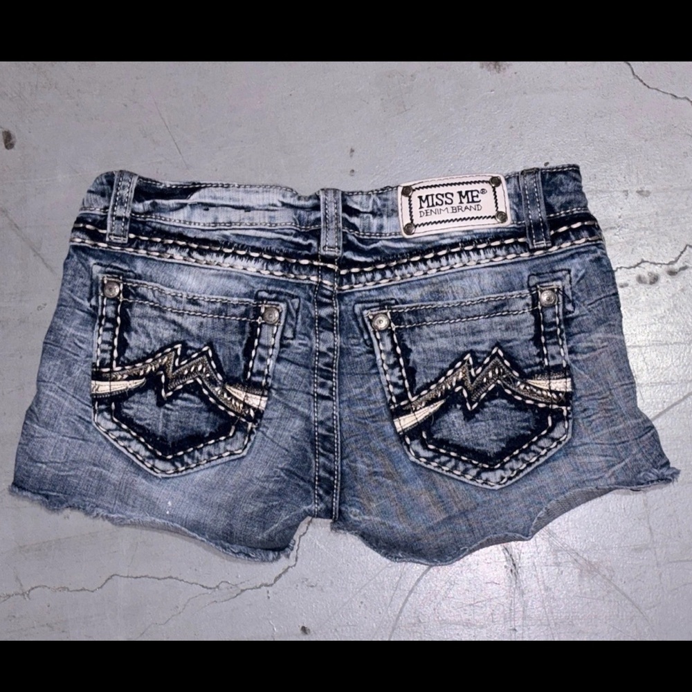 Miss Me Y2K Distressed Heavy Stick Micro Mini Booty Shorts SZ.27